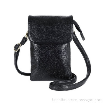 Boshiho full grain leather crossbody cell phone purse